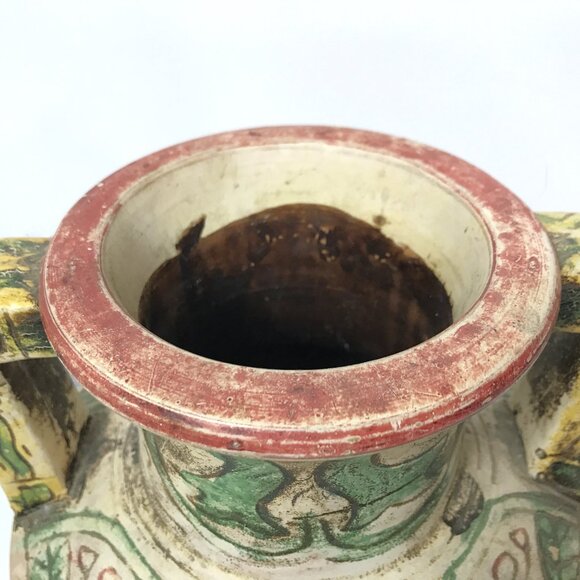 Antique Japanese Pottery Vase Hand Painted Floral Handles Vintage - Picture 4 of 12